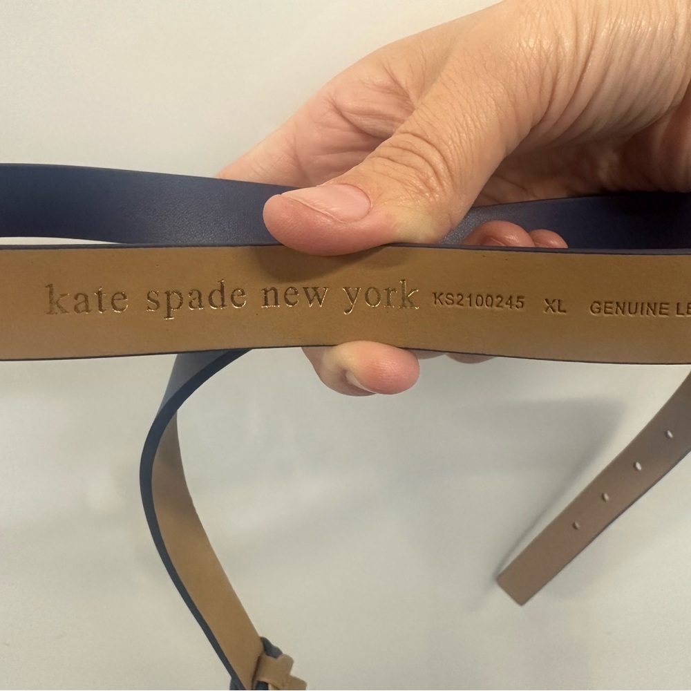 Kate Spade Navy Blue Thin Leather Belt XL - Picture 3 of 6